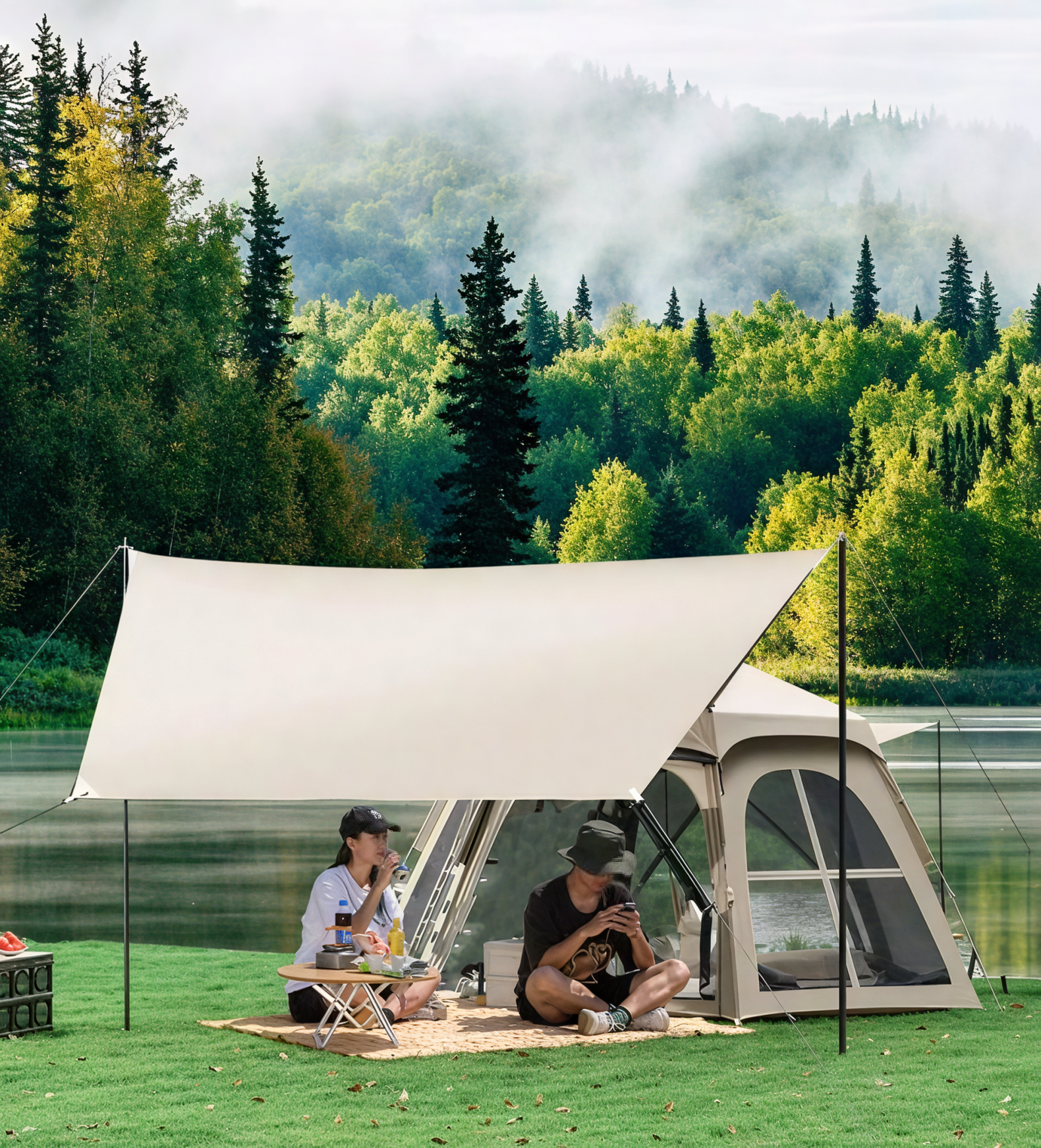 Tent With Hexagon Tarp