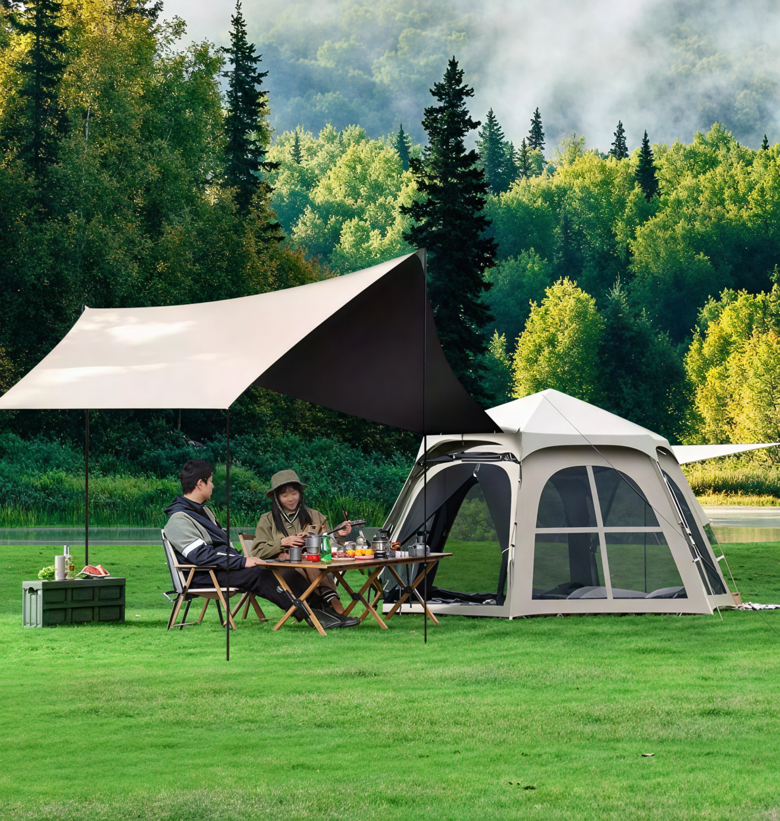 Tent With Hexagon Tarp